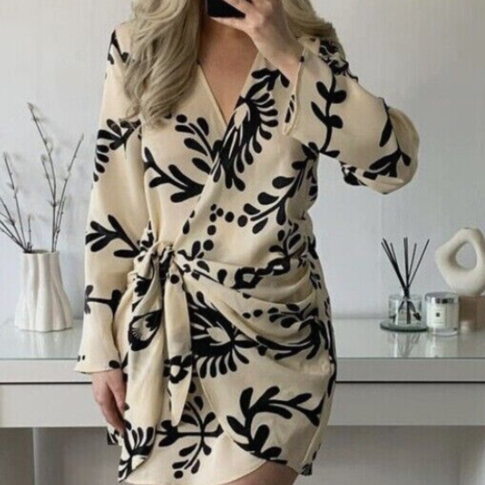 ZARA WOMAN SS22 SATIN EFFECT PRINT DRESS 3666/157